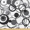 Ambesonne Abstract Fabric by The Yard, Monochrome Circles Dots Surreal Expressionism Inspired Geometric Modern Art, Decorative Fabric for Upholstery and Home Accents, 3 Yards, Grey White